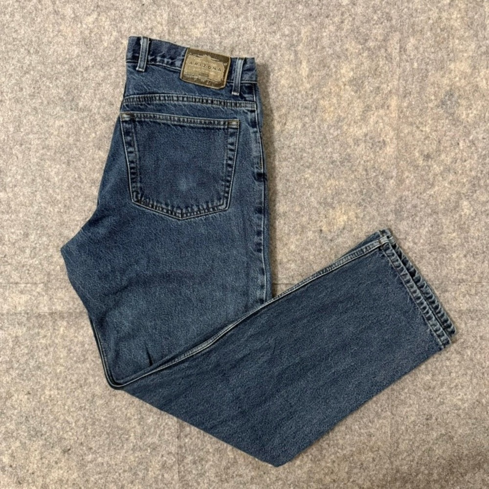 Arizona Jean Company Mens Loose Fit Jeans Dark Stonewash Denim 33x32